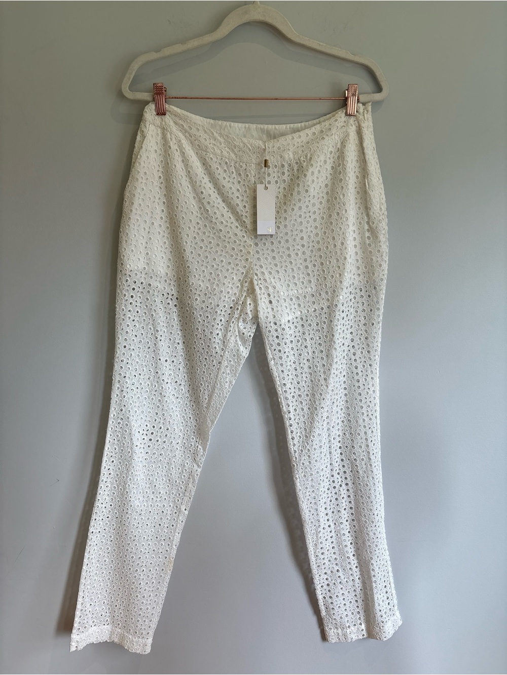 NWT Supertrash White Eyelet Lace Pants Size 38 Boho Resort